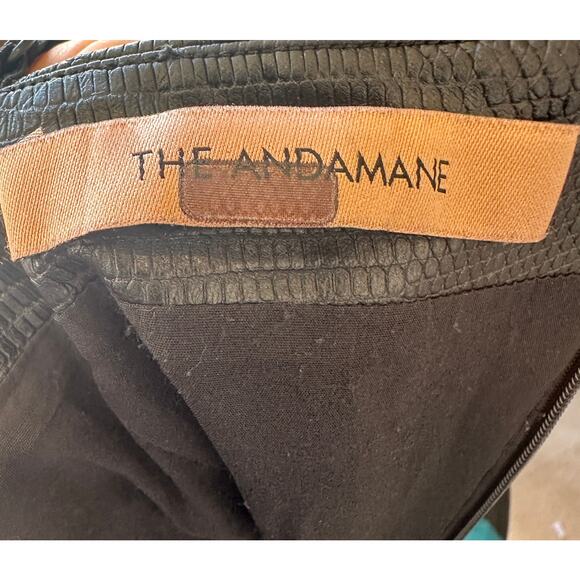 The Andamane Black Faux Leather Mini Slip Dress SMALL Club Designer Italian $590 - Picture 9 of 11